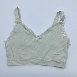 Maurice’s brand ribbed lace trim crop cami bra ivory